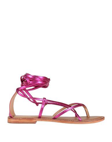 Cb Fusion Woman Toe Strap Sandals Fuchsia Size 11 Soft Leather In Pink