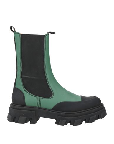 Ganni Colour-block Leather Ankle Boots In Green