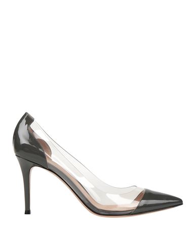 Gianvito Rossi Woman Pumps Lead Size 10.5 Soft Leather, Pvc - Polyvinyl Chloride In Grey