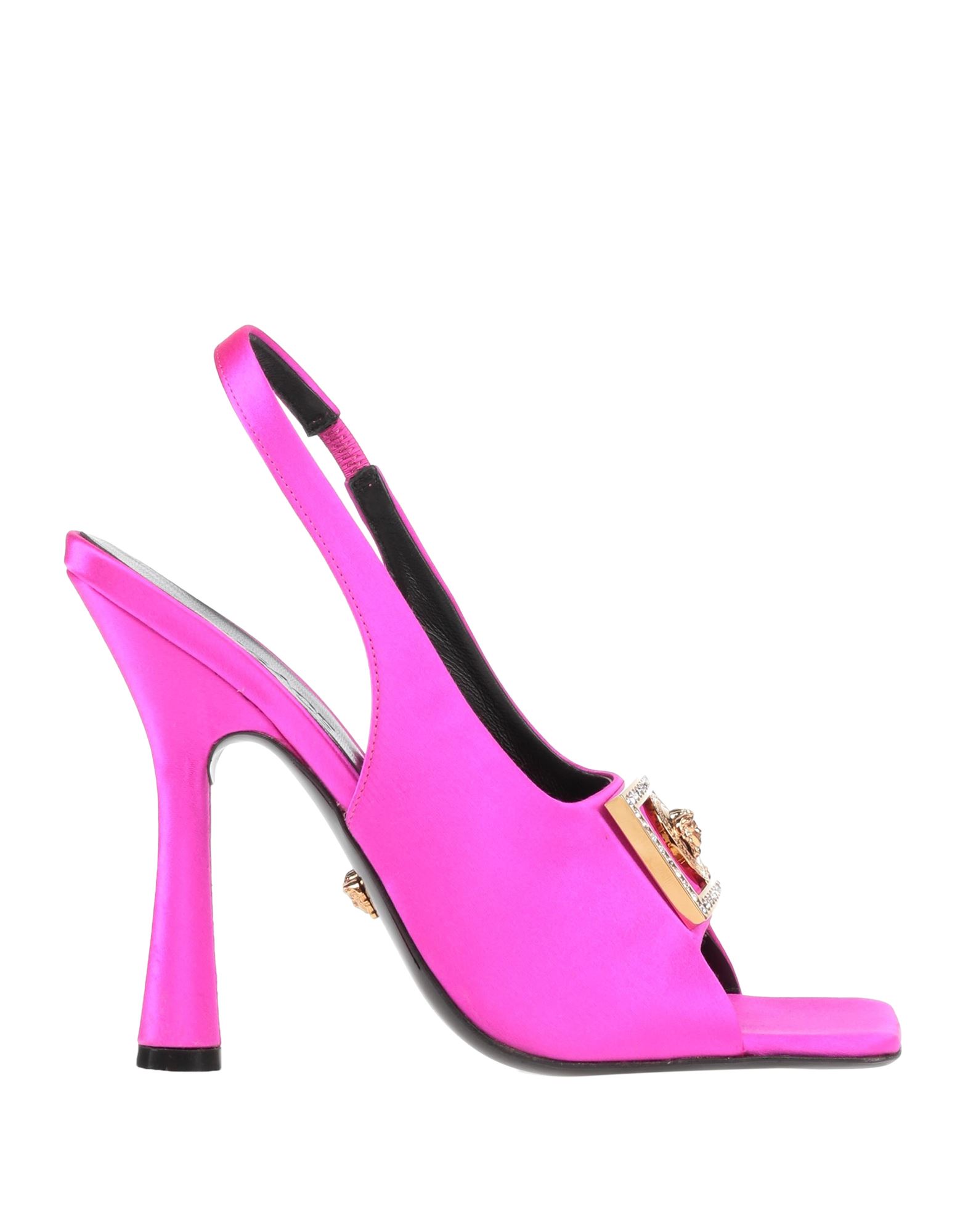 Shop Versace Woman Sandals Fuchsia Size 8 Textile Fibers In Pink