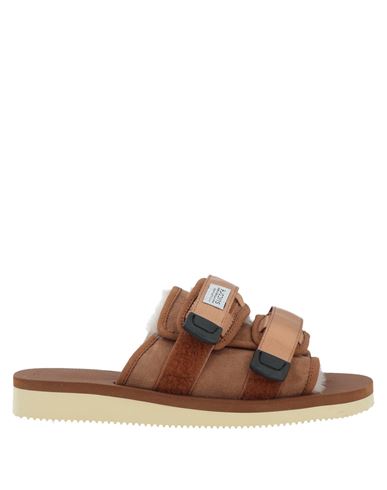 Suicoke Touch-strap Shearling-lined Sandals In Brown