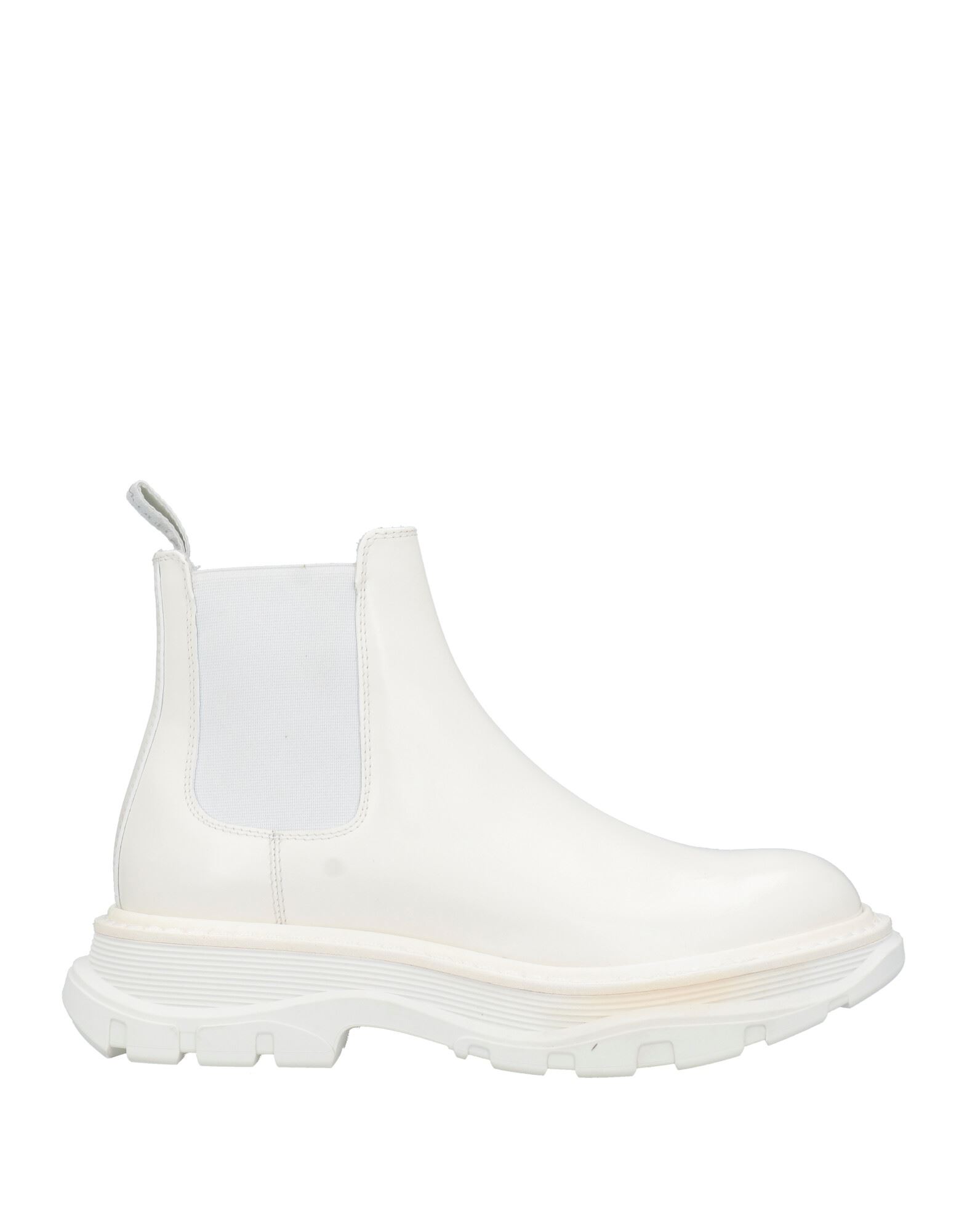 Shop Alexander Mcqueen Woman Ankle Boots Ivory Size 9 Soft Leather In White