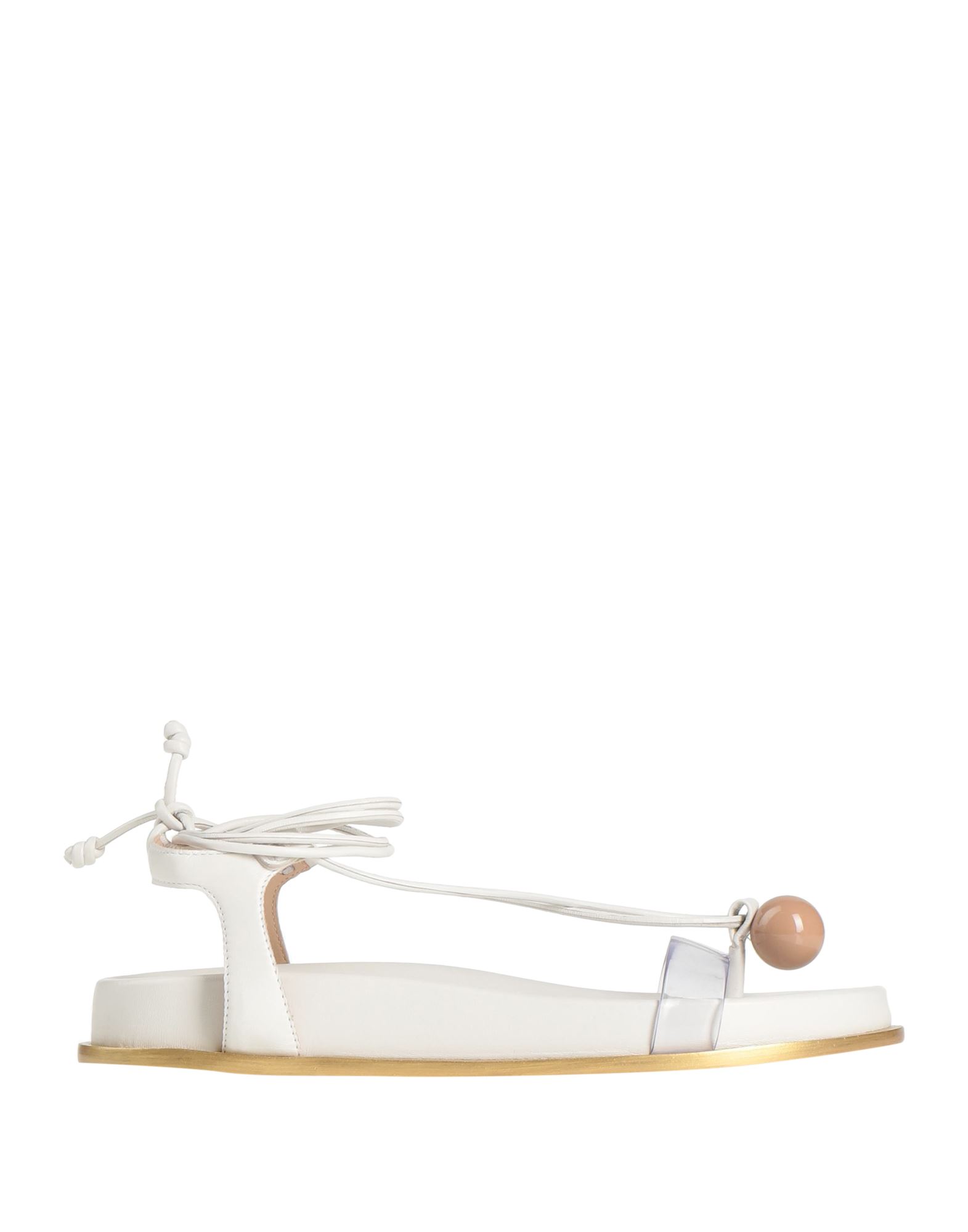 Gold & Rouge Toe Strap Sandals In White