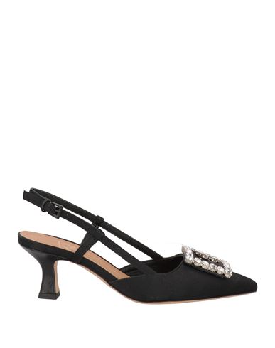 Roberto Festa Woman Pumps Black Size 6 Textile Fibers, Soft Leather