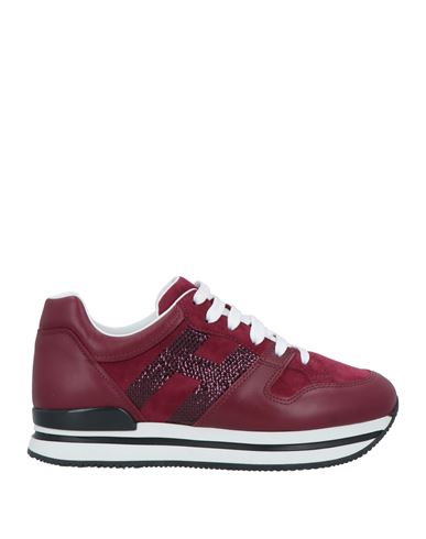 Hogan Woman Sneakers Burgundy Size 9.5 Soft Leather In Red