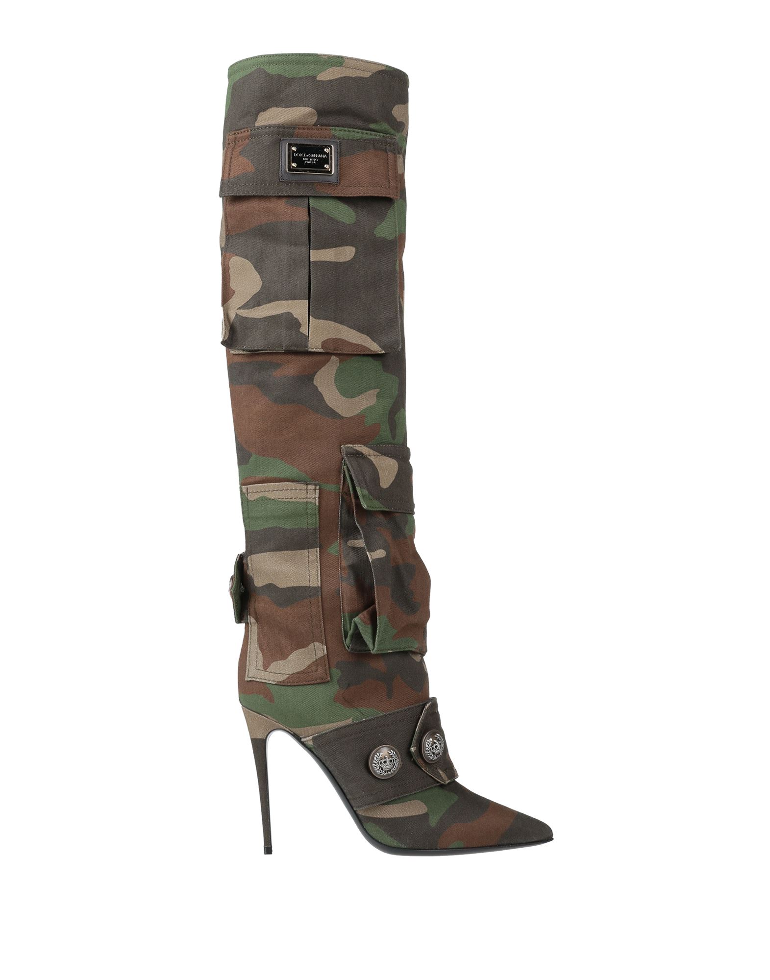 Dolce & Gabbana Knee Boots In Military Green