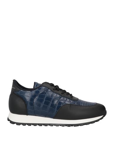 Giuseppe Zanotti Man Sneakers Navy Blue Size 14 Soft Leather