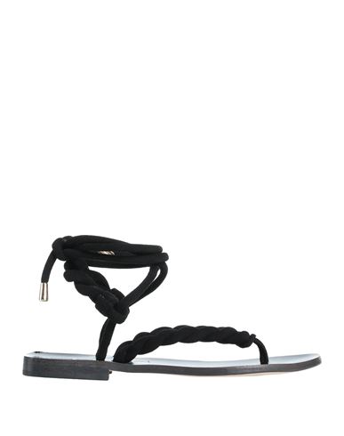 Ncub Woman Toe Strap Sandals Black Size 10 Soft Leather