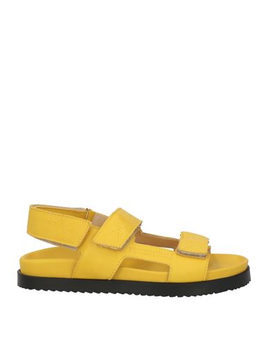 Semicouture Woman Sandals Ocher Size 9 Soft Leather In Yellow