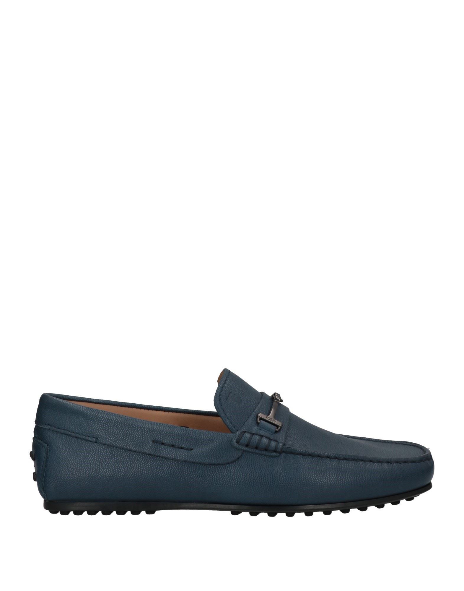Tod's Man Loafers Slate Blue Size 10.5 Soft Leather In Blue
