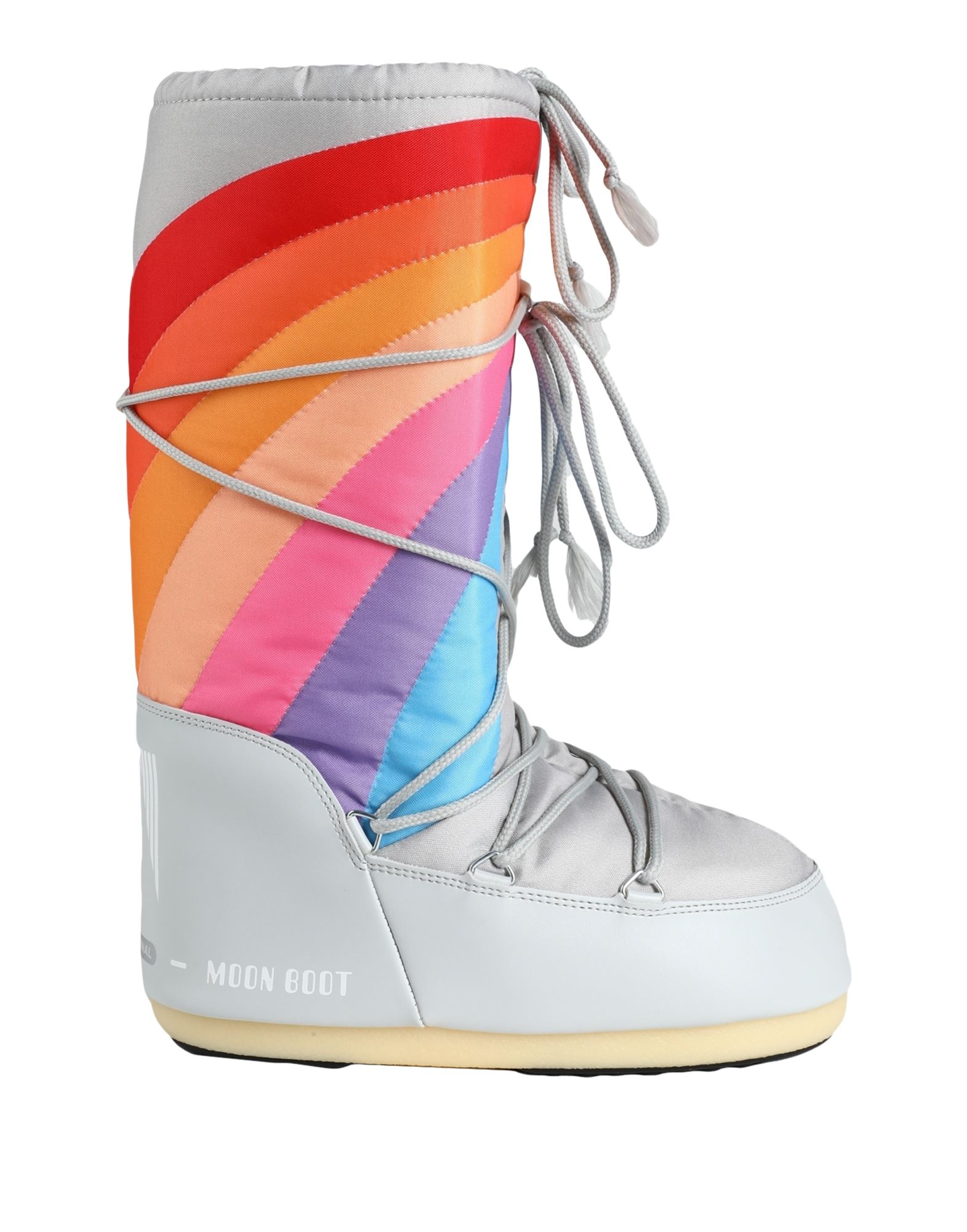 Moon Boot Icon Rainbow Printed Shell And Faux Leather Snow Boots In Grey