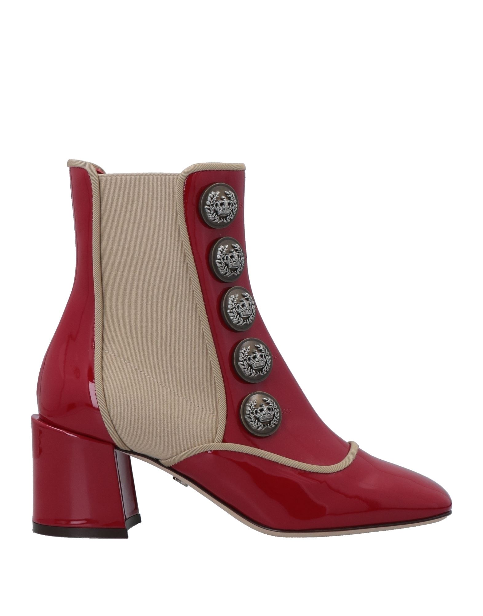 Dolce & Gabbana Button-embellished Ankle Boots In Red