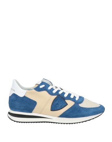 Philippe Model Man Sneakers Blue Size 8 Soft Leather, Textile Fibers In Blue