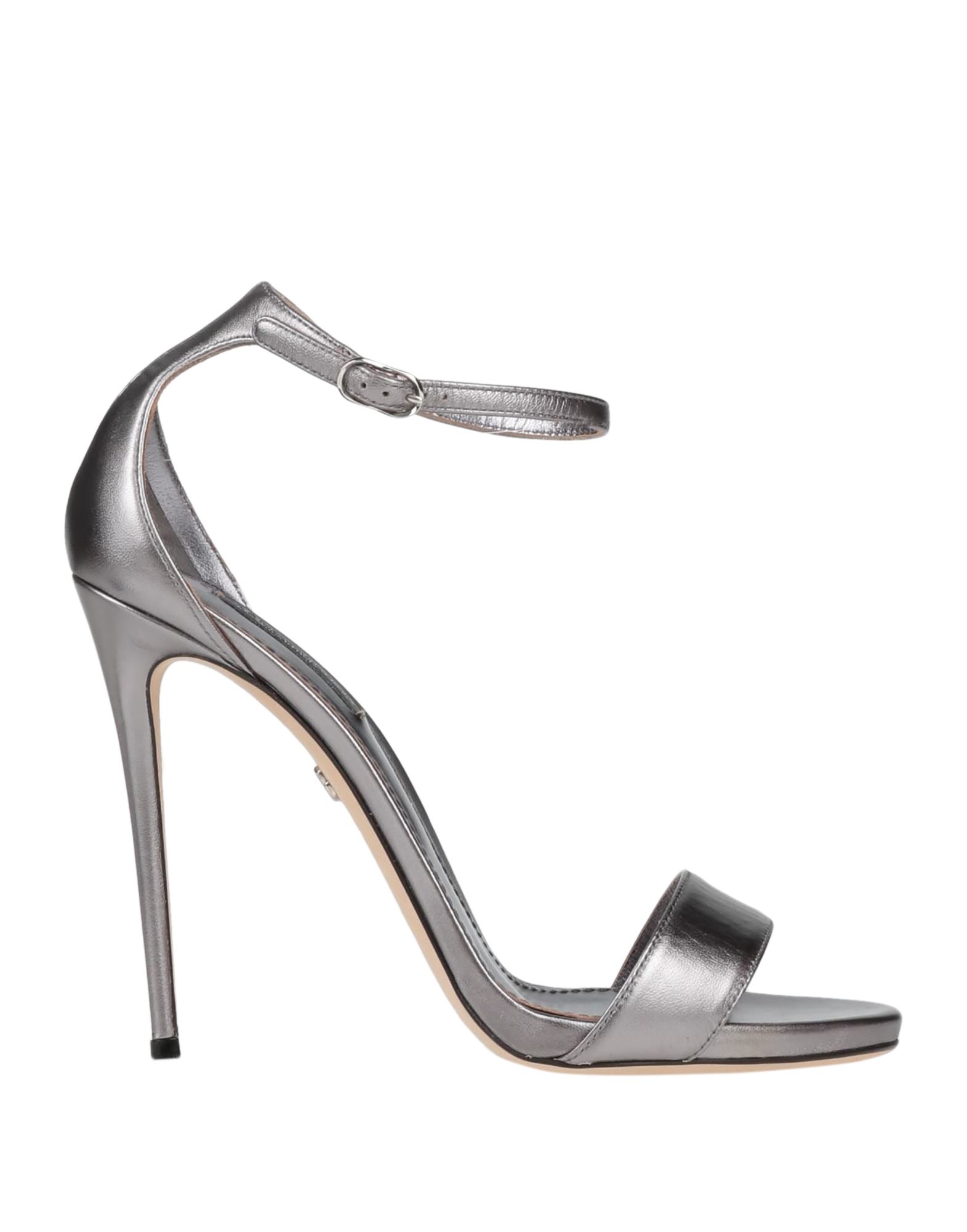 Dolce & Gabbana Woman Sandals Lead Size 10.5 Lambskin In Grey