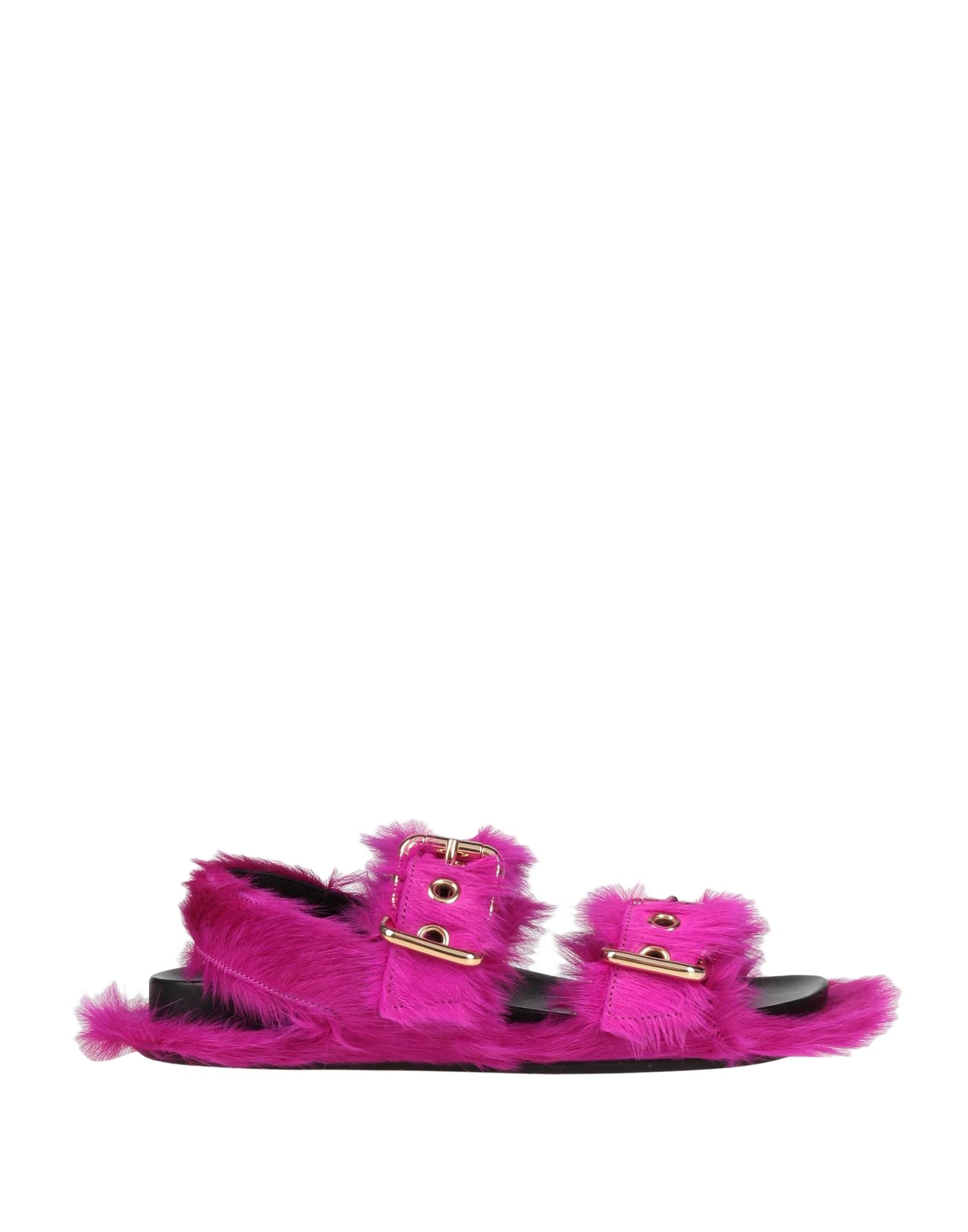Marni Fussbett Two-buckle Genuine Calf Hair Sandal In Fuchsia