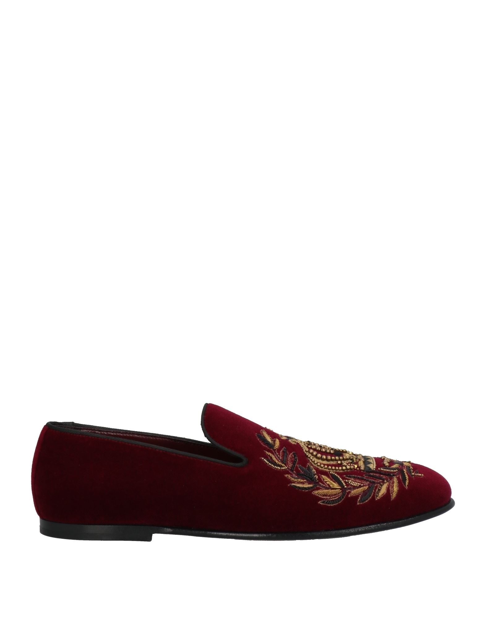 Dolce & Gabbana Man Loafers Burgundy Size 7 Cotton In Red