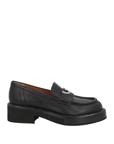 Emporio Armani Woman Loafers Black Size 10.5 Bovine Leather