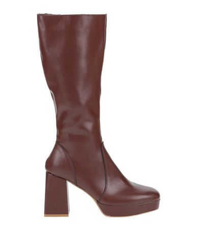 Francesco Milano Woman Knee Boots Cocoa Size 11 Soft Leather In Brown
