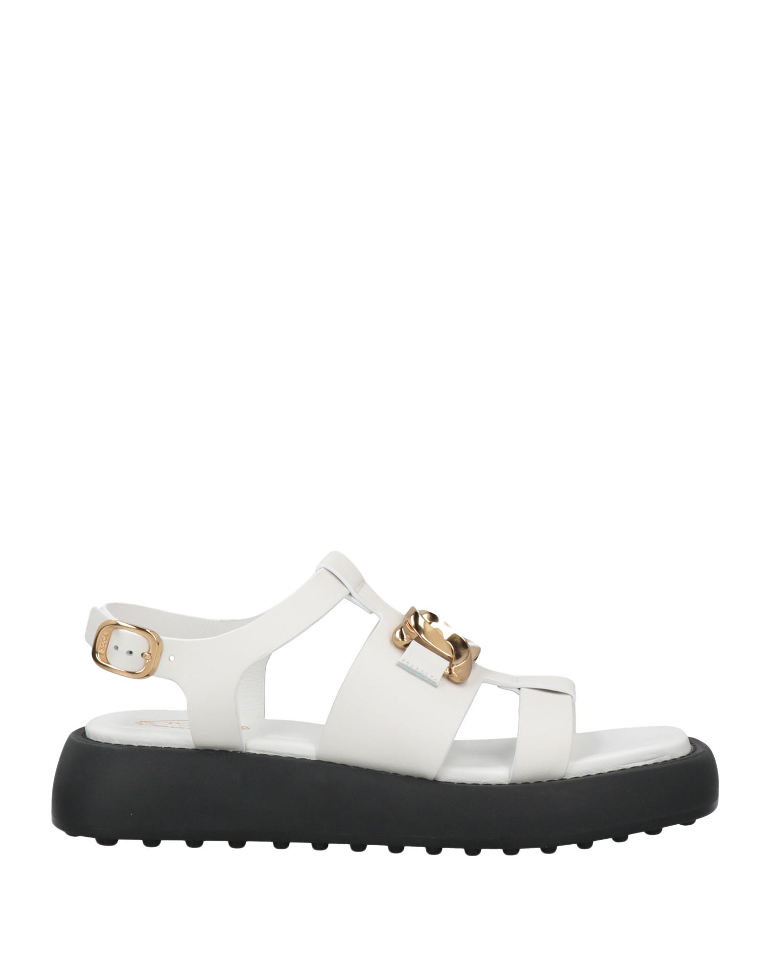 Tod's Woman Sandals White Size 11 Calfskin