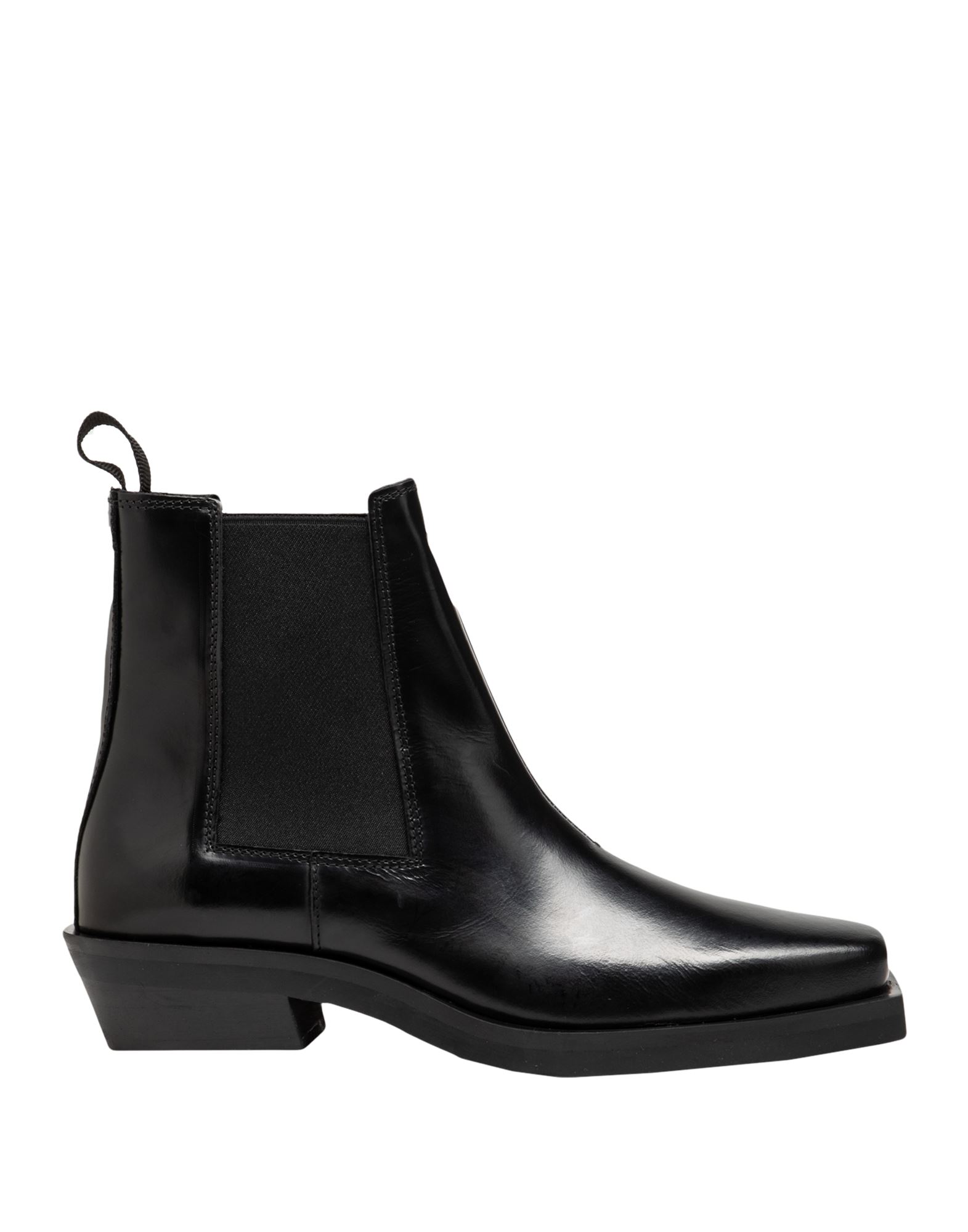 Other Stories &  Leather Square Toe Western Biker Boots In Black
