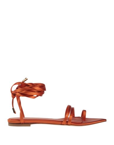 Ilio Smeraldo Woman Toe Strap Sandals Orange Size 5 Textile Fibers