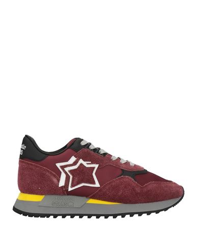 Atlantic Stars Man Sneakers Burgundy Size 9 Soft Leather, Textile Fibers In Red