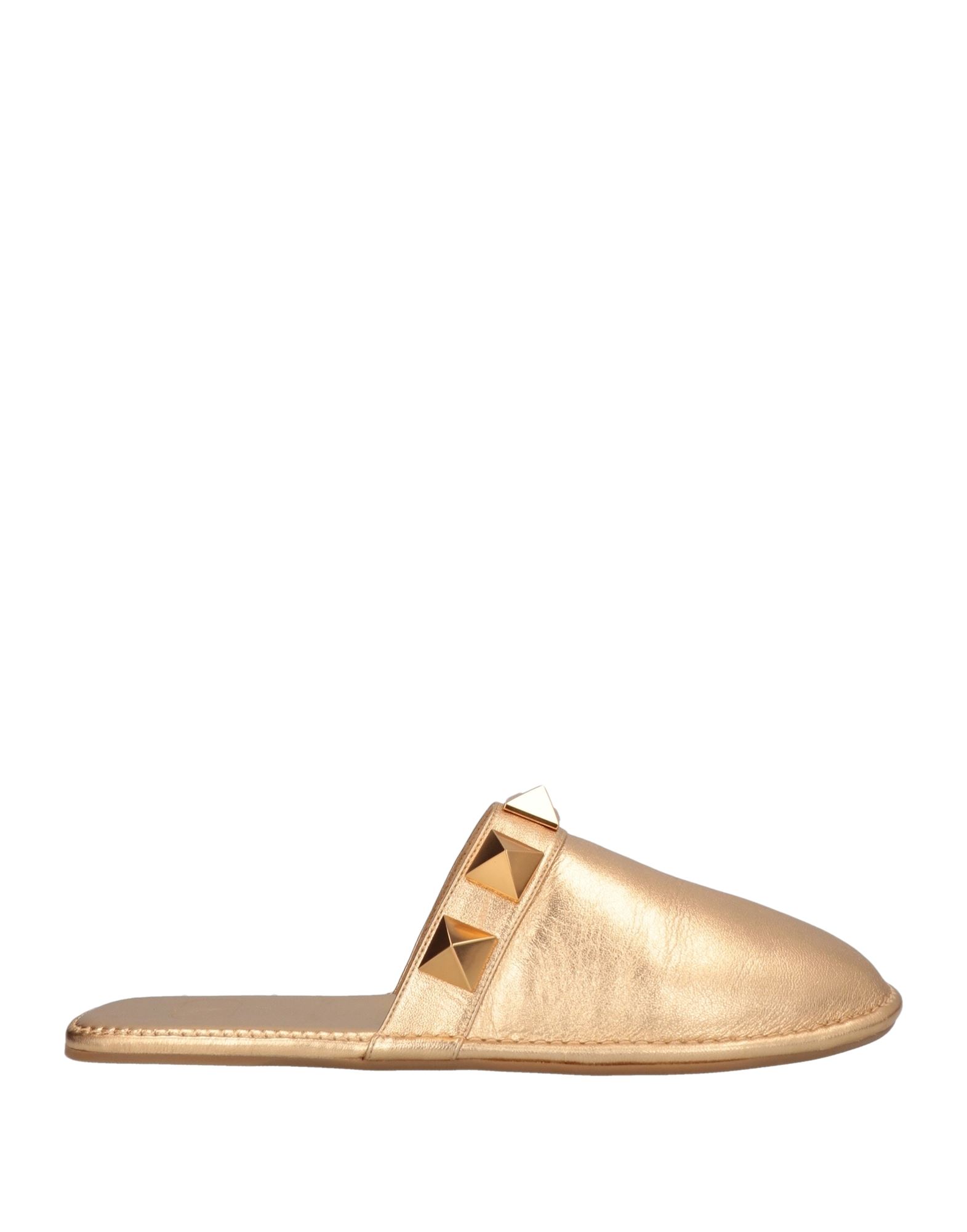 Valentino Garavani Woman Mules & Clogs Gold Size 8 Soft Leather