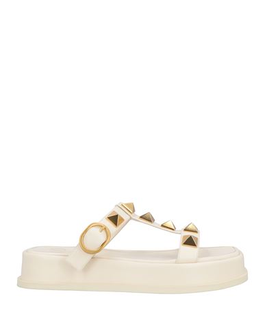 Valentino Garavani Woman Sandals Cream Size 10 Soft Leather In White