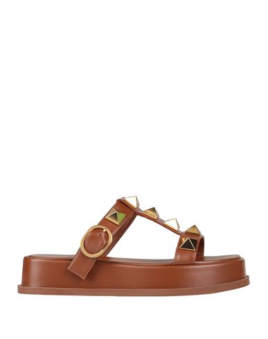 Valentino Garavani Woman Sandals Tan Size 9 Soft Leather In Brown