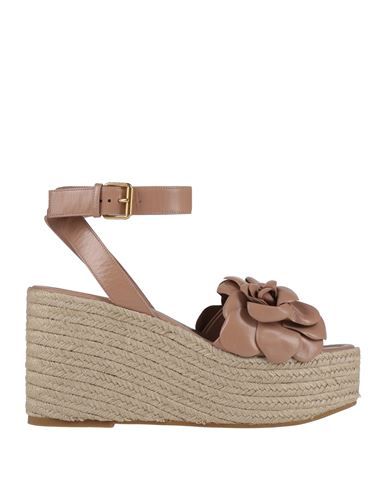 Valentino Garavani Atelier Shoes Woman Espadrilles Antique Rose Size 6.5 Soft Leather In Brown