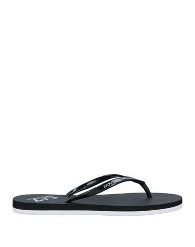 Ea7 Woman Toe Strap Sandals Black Size 8 Pvc - Polyvinyl Chloride