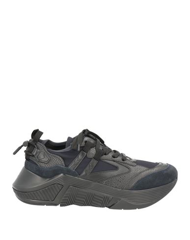 Giorgio Armani Man Sneakers Navy Blue Size 8 Polyester, Calfskin