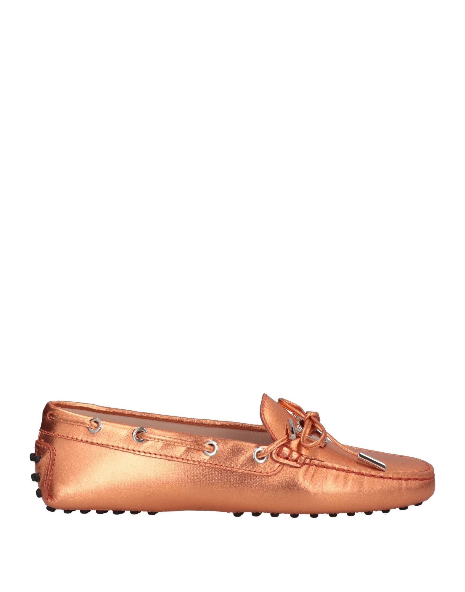 Tod's Woman Loafers Copper Size 5 Soft Leather In Orange