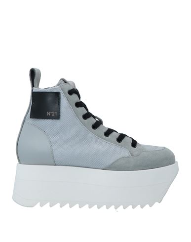 N°21 Woman Sneakers Grey Size 8 Calfskin, Textile Fibers