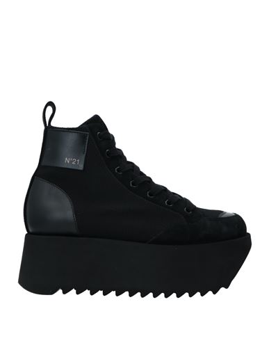 N°21 Woman Sneakers Black Size 11 Calfskin, Textile Fibers