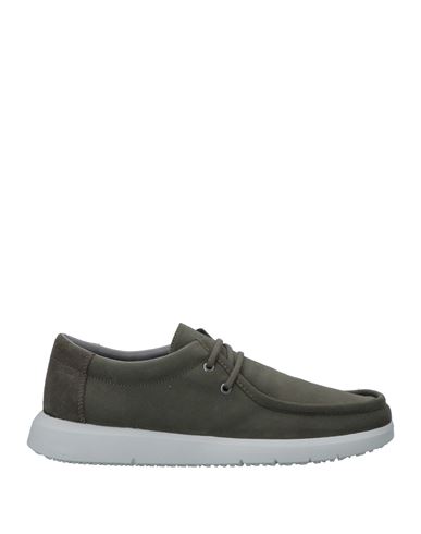 Geox Man Loafers Military Green Size 8 Textile Fibers, Soft Leather