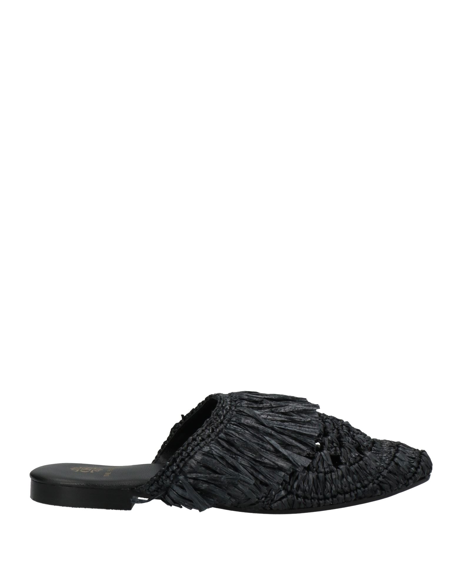 De Siena Woman Mules & Clogs Black Size 7 Natural Raffia