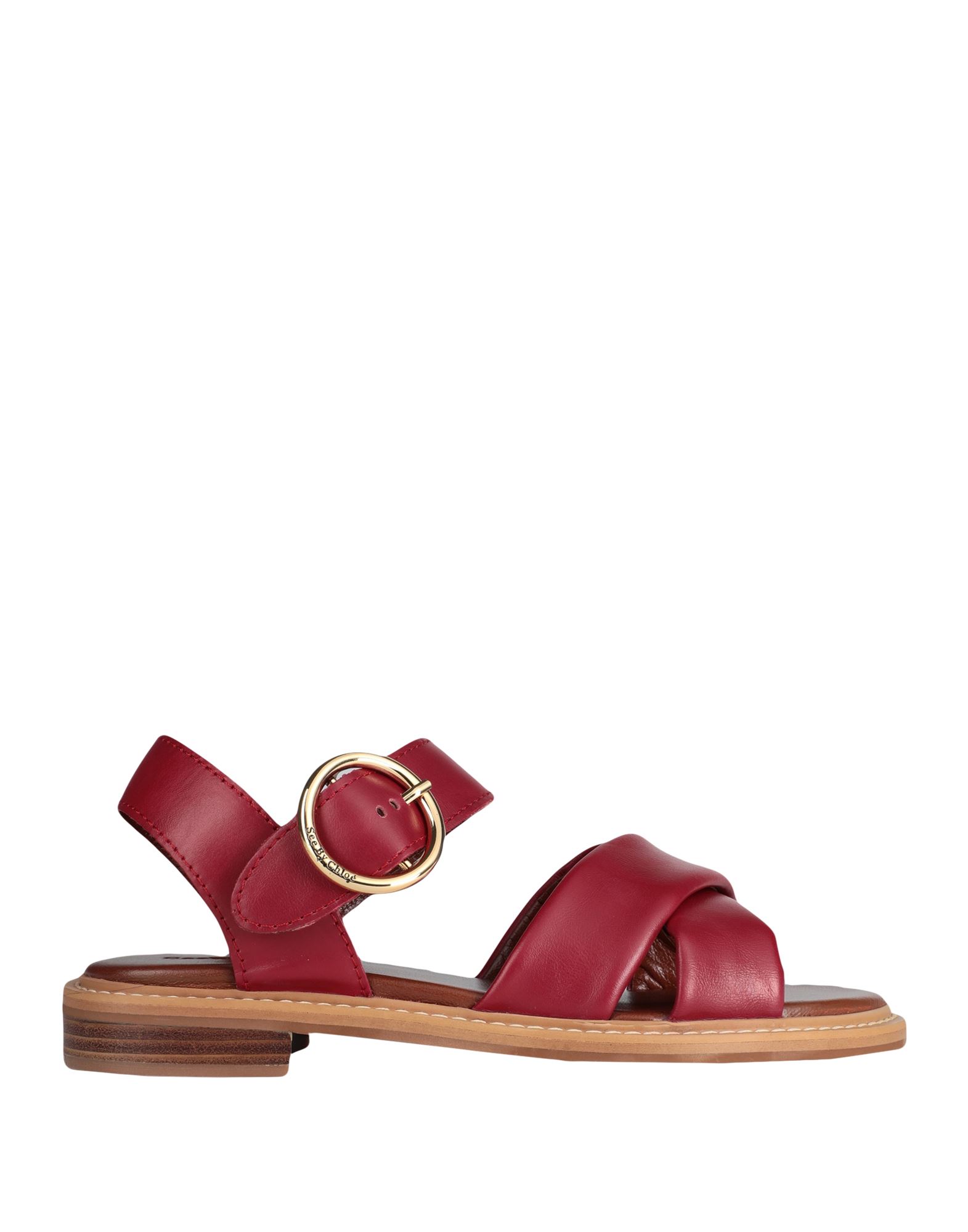 See By Chloé Woman Sandals Burgundy Size 7 Soft Leather In Red