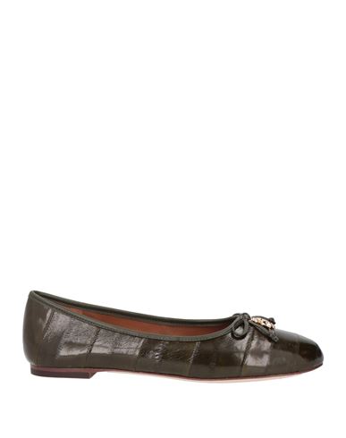 Tory Burch Woman Ballet Flats Dark Green Size 6.5 Soft Leather