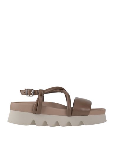 Patrizia Bonfanti Woman Sandals Taupe Size 10 Soft Leather In Gray