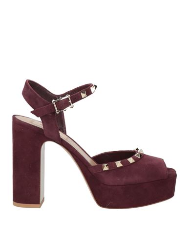 Valentino Garavani Woman Sandals Plum Size 6 Soft Leather In Purple