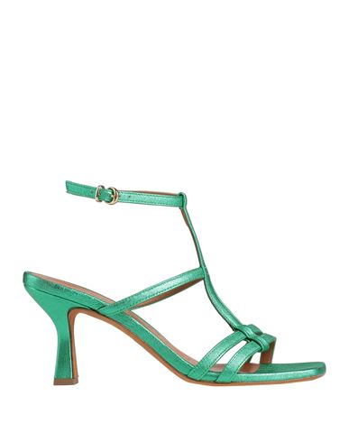Lorenzo Mari Woman Sandals Green Size 11 Soft Leather In Green