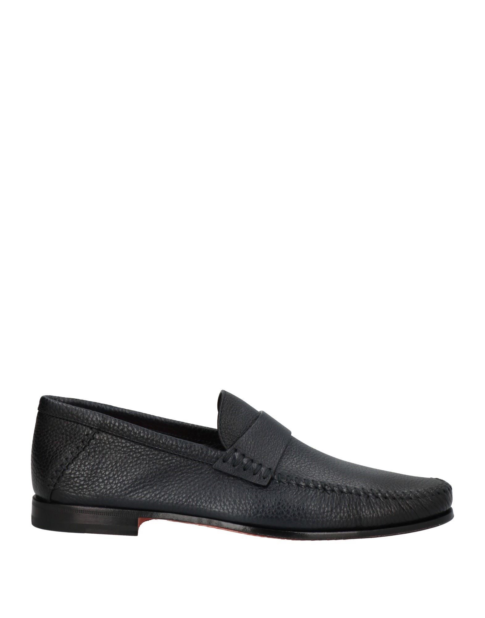 Santoni Man Loafers Black Size 8 Soft Leather