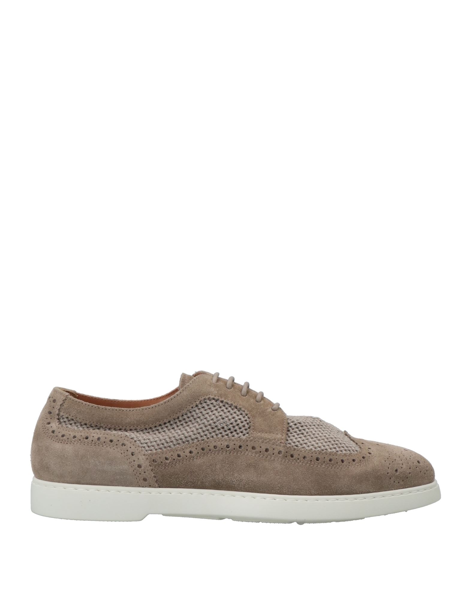 Doucal's Man Lace-up Shoes Dove Grey Size 8 Soft Leather, Textile Fibers