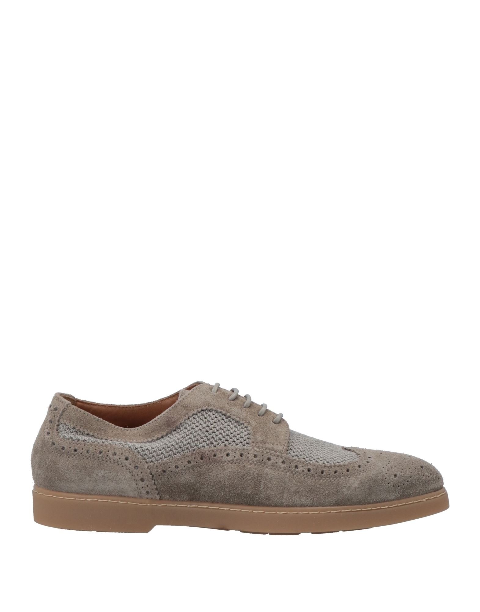 Doucal's Man Lace-up Shoes Grey Size 7 Soft Leather, Textile Fibers