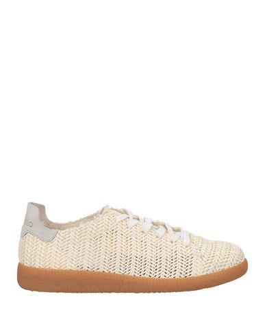 Del Carlo Woman Sneakers Ivory Size 6 Soft Leather, Natural Raffia In White