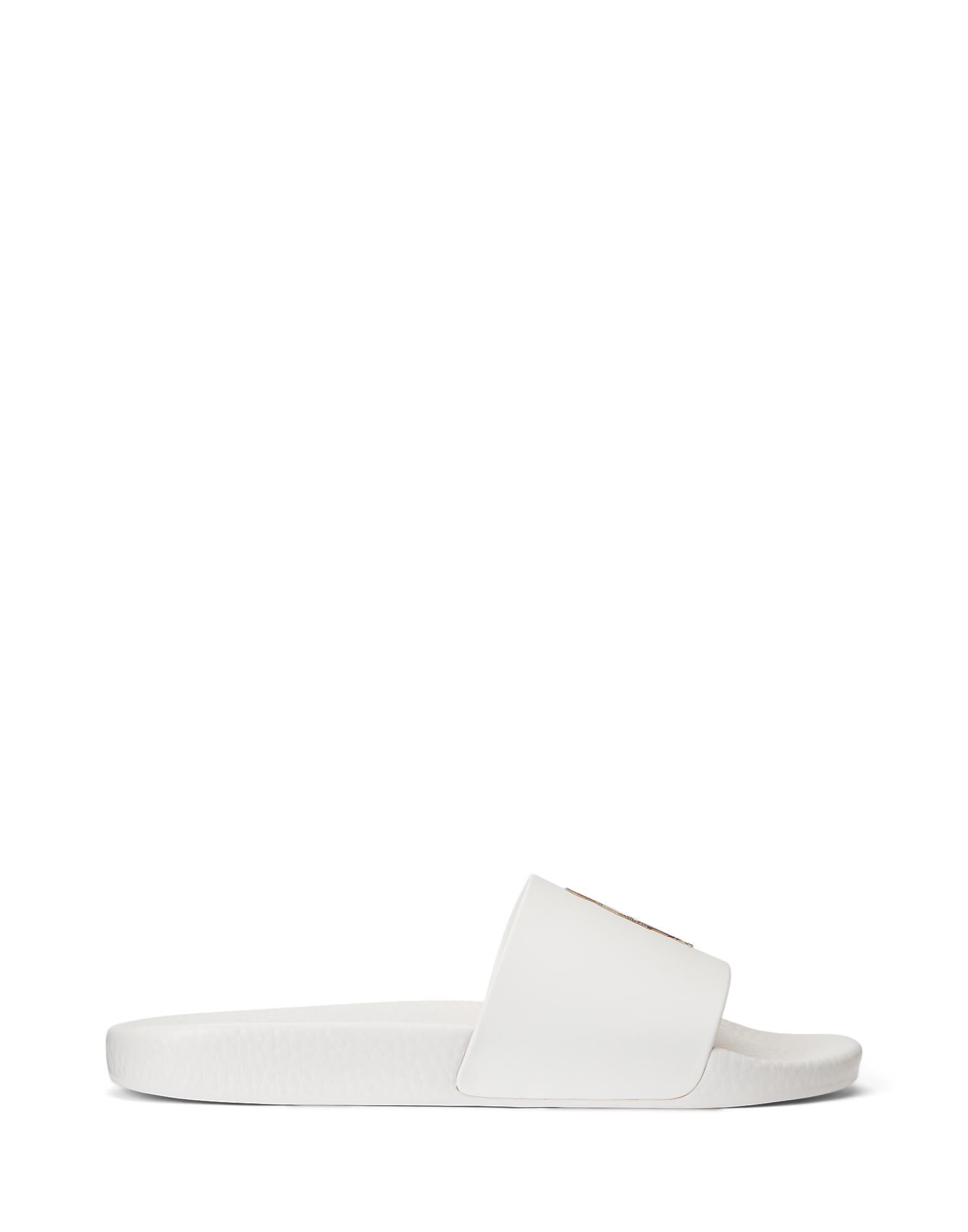 Shop Polo Ralph Lauren Polo Bear Slide Man Sandals Off White Size 9 Thermoplastic Polyurethane