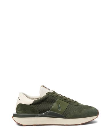 Polo Ralph Lauren Man Sneakers Military Green Size 9 Soft Leather, Textile Fibers