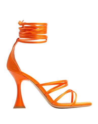 8 By Yoox Satin Overlong Lace-up Sandals Woman Sandals Orange Size 6 Pes - Polyethersulfone