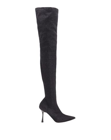 8 By Yoox Stretch Glitter Over-the-knee Boots Woman Knee Boots Black Size 5 Polyester